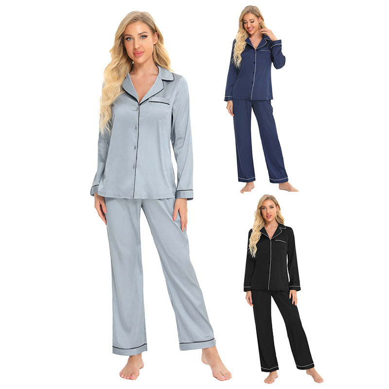 Dame Pyjamasæt med klassisk knaplukning og elastisk talje Stilla