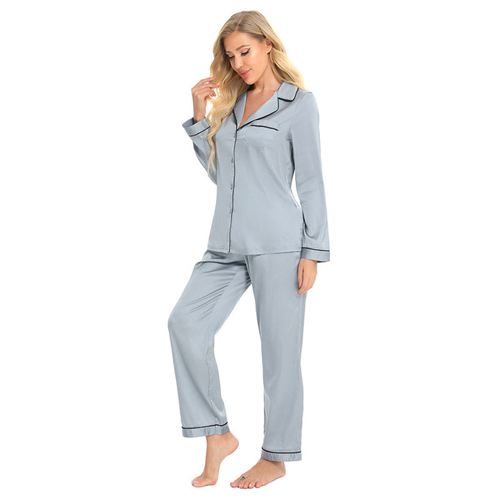 Dame Pyjamasæt med klassisk knaplukning og elastisk talje Stilla
