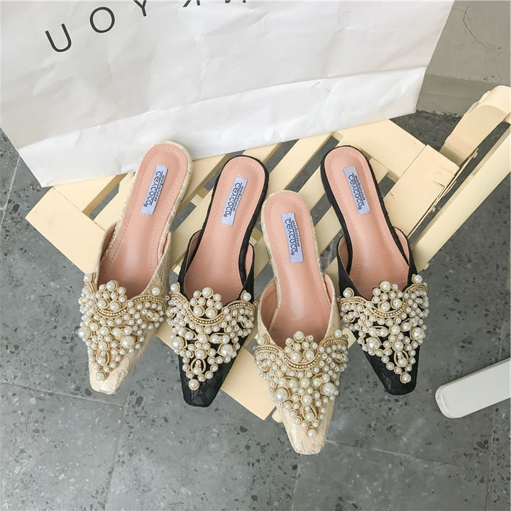 Dame Mules med luksuriøs perle-design Stilla