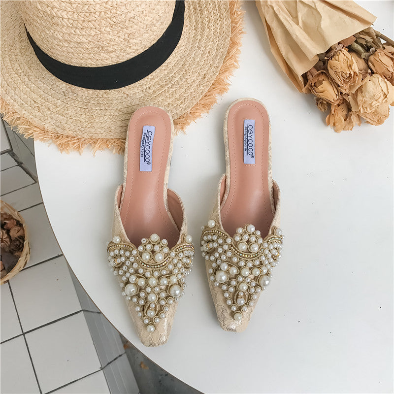 Dame Mules med luksuriøs perle-design Stilla