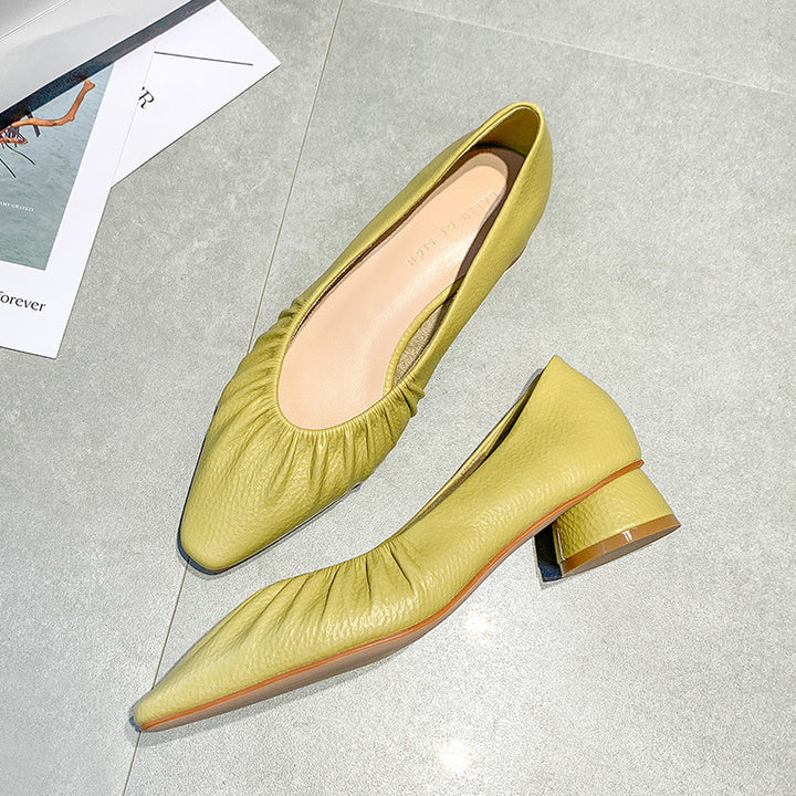 Dame Elegant Blok-hæls Slip-On Ballerinas Stilla