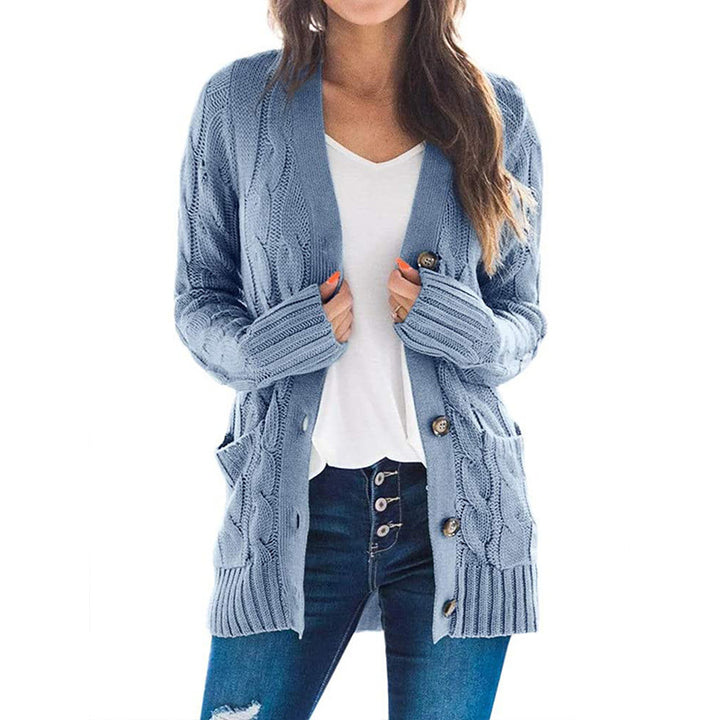 Kvinders cardigan med elegant kabelmønster og praktiske lommer Stilla