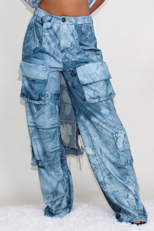 Stilla | Tie Dye Print Cargo Casual Bukser