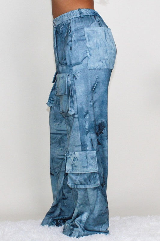 Stilla | Tie Dye Print Cargo Casual Bukser