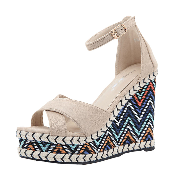 Dame Wedge-sandaler med farverigt mønster og trendy remdesign Stilla