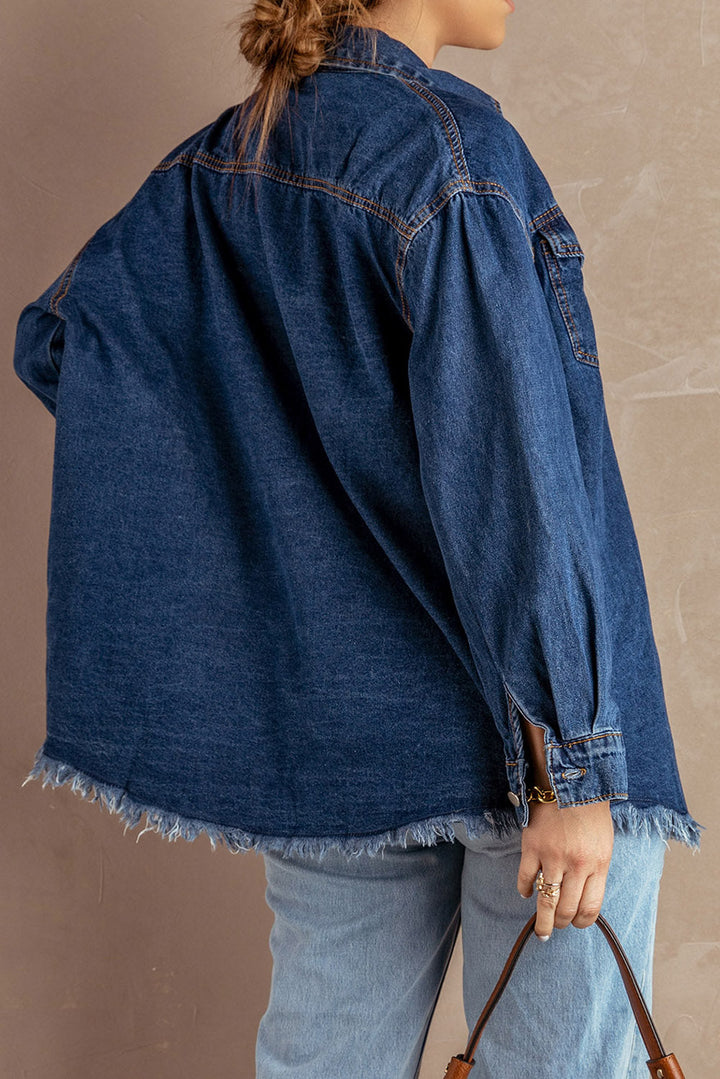 Stilla | Up Pocketed Raw Hem Denimjakke