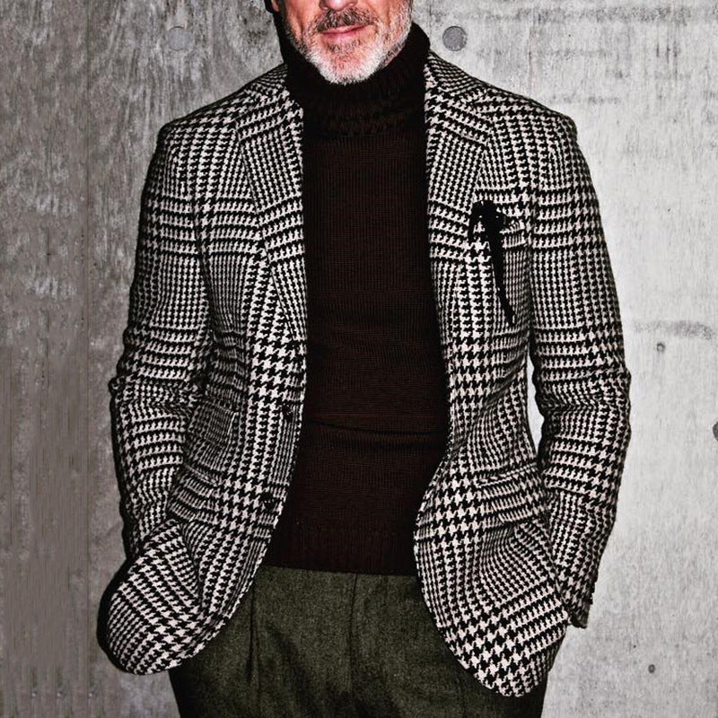 Herrer elegant ternet blazer med fint snit og praktiske lommer Stilla