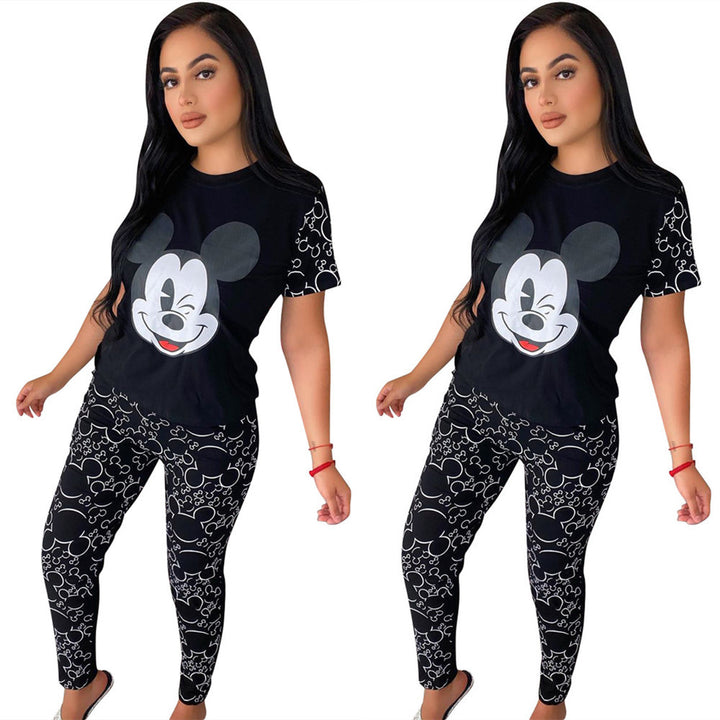 Dame Pyjamasæt med Mickey Mouse-motiv og elastiske leggings Stilla