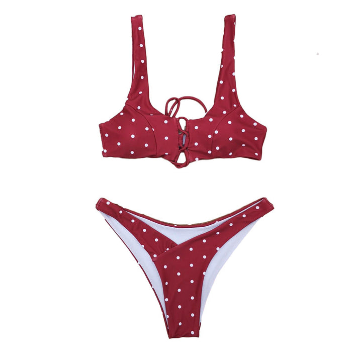 Dame bikini-sæt med unikt bindingssystem og stilfulde polka-dots Stilla
