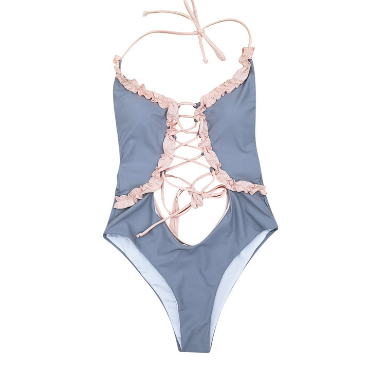 Dame enhed badedragt med moderne ruffles detalje og moderne snøredesign Stilla