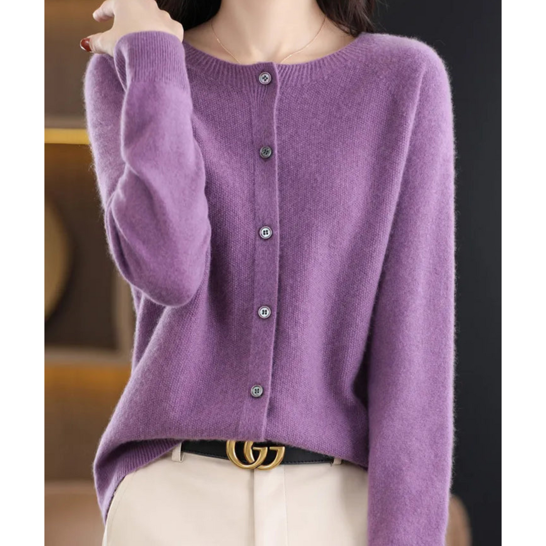 Stilla | Kvinders merinould cardigan O-hals
