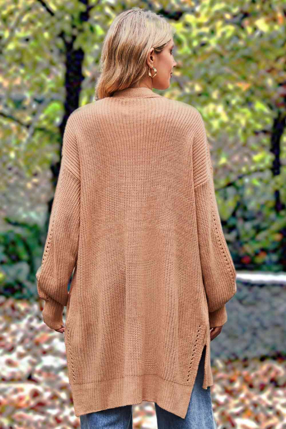 Stilla | Langærmet Åben Front Slids Cardigan