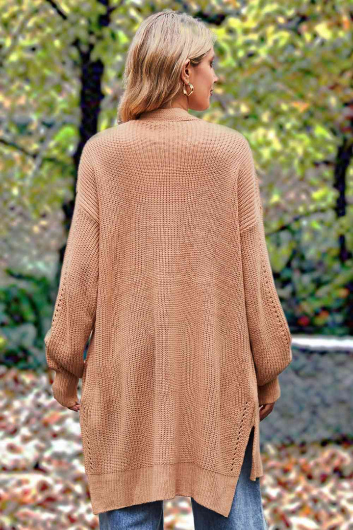 Stilla | Langærmet Åben Front Slids Cardigan