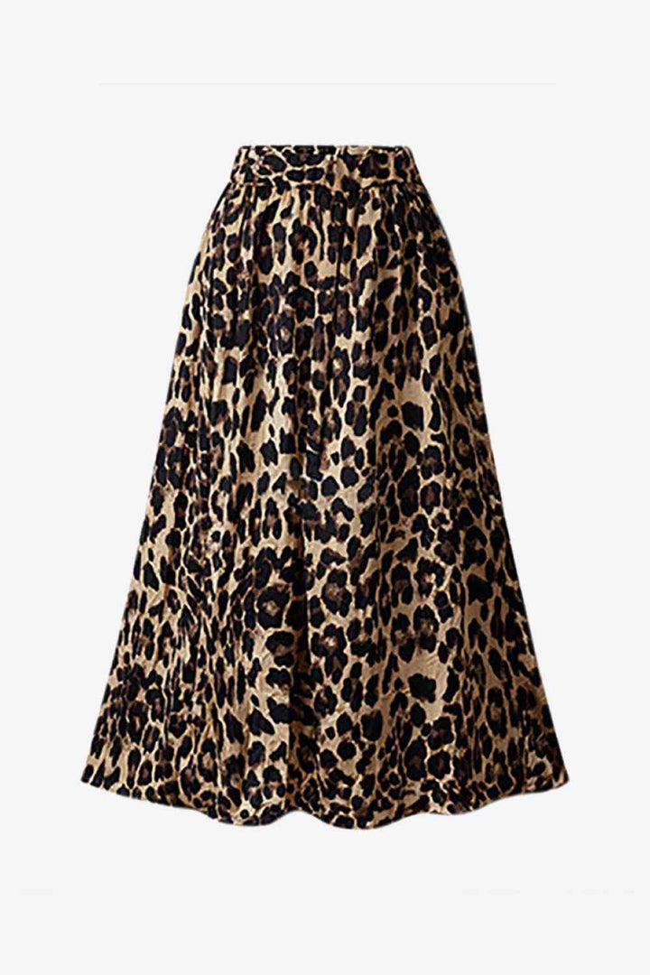 Stilla | Størrelse Leopardprint Midi Skørt