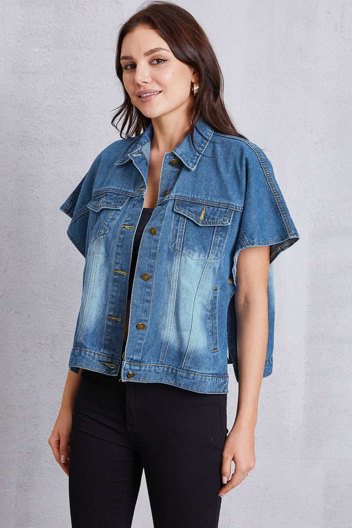 Stilla | Knap-op Kortærmet Denim Top