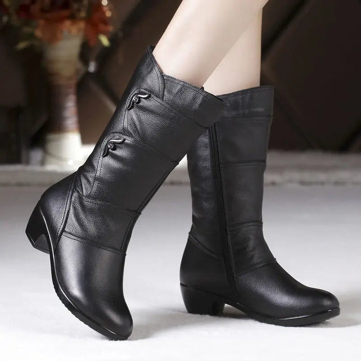 Stilla | Dame Mid-Calf Platform kilehæl chunky heel støvler