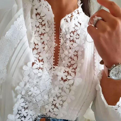 Stilla | Bluse af spids med blomsterdesign