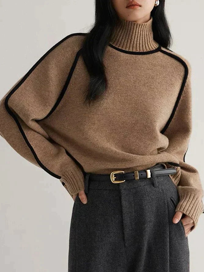 Stilla | Rullekravesweater i Brun