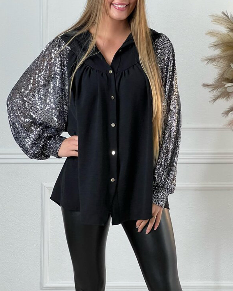 Stilla | Pailletter Button Down Skjorte