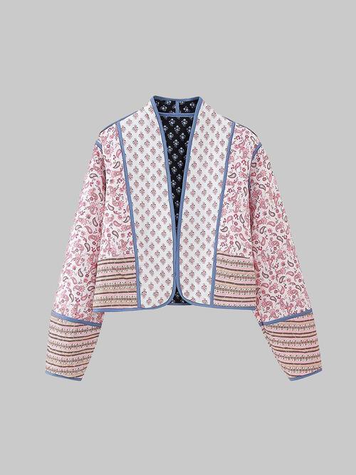 Stilla | Kort Vendbar Vest Af Bomuld Med Floralprint Til Damer