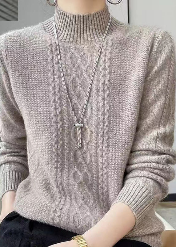 Stilla | Behagelig Høj Hals Fletmønster Sweater Ideel til Vinteren