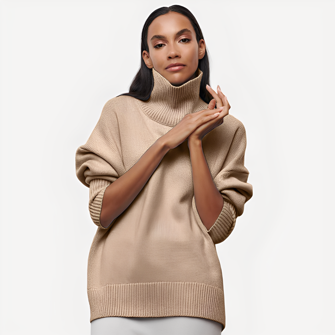 Stilla | Dame Sweater med Afslappet Snit og Høj Krave