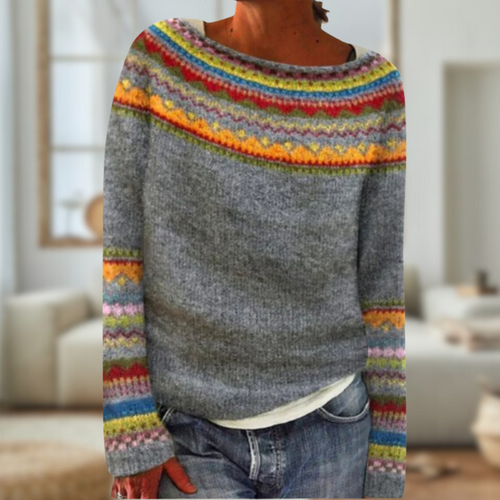 Stilla | Langærmet Trykt Retro Sweater