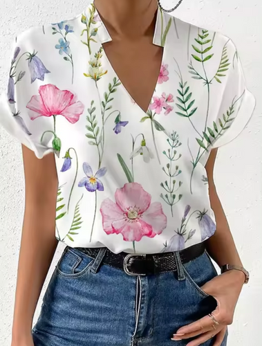 Stilla | Elegant Bluse Med Krydsfelt V-Udsnit