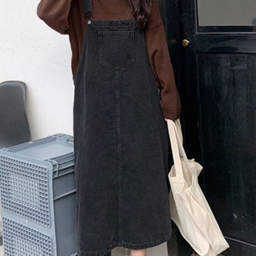 Stilla | Casual Denim Stropkjole Med Foran Lomme