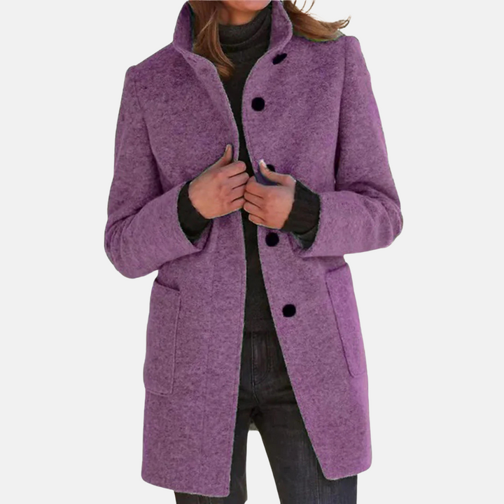 Stilla | Vintage Tweed Damejakke med Elegant Rullekrave