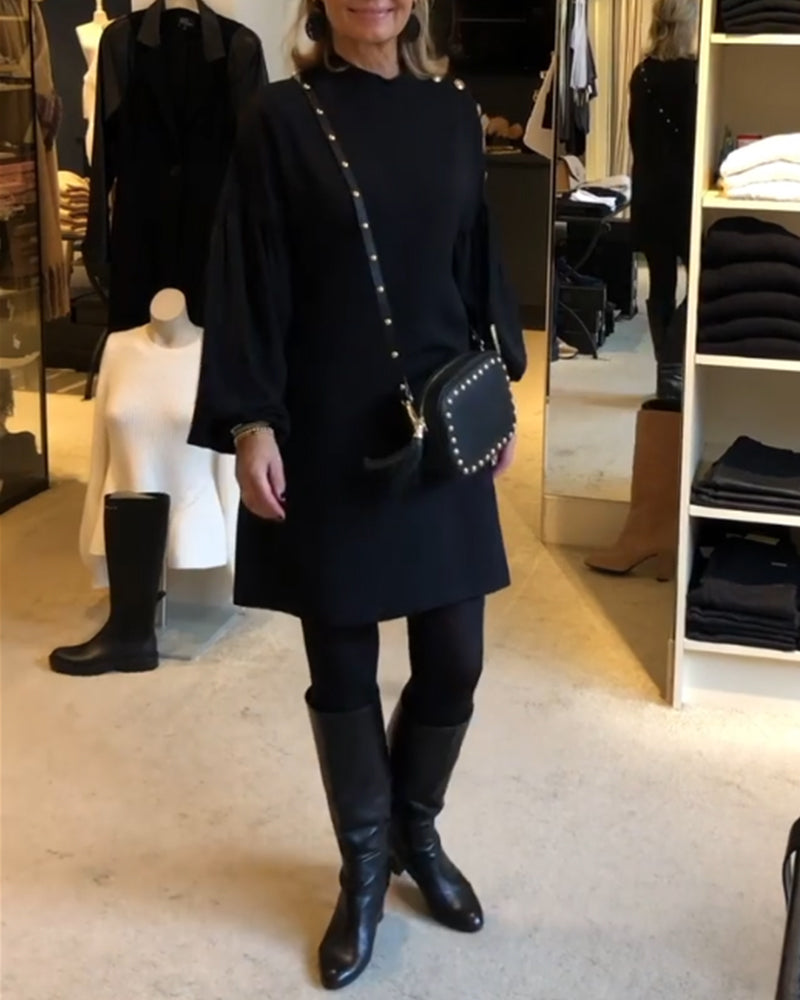 Stilla | Sort kjole med lanternesleeves