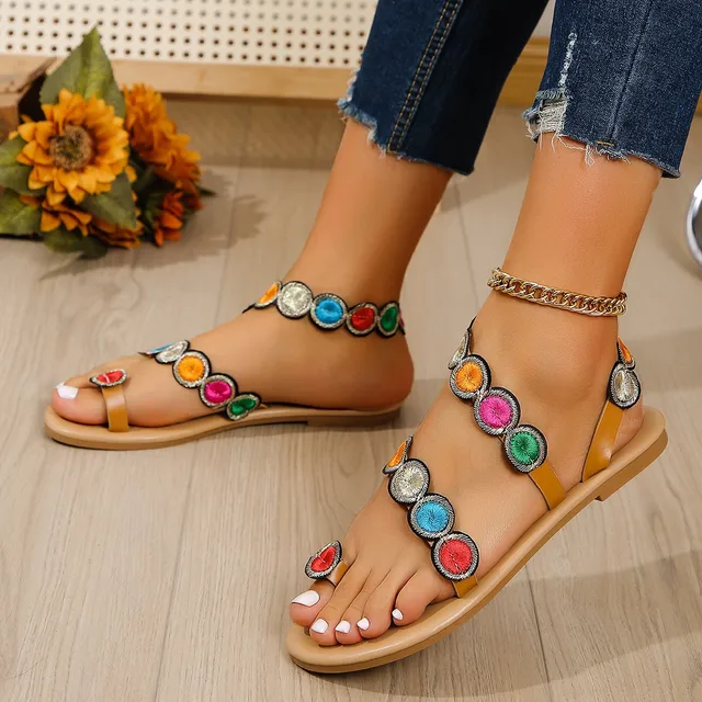 Stilla | Gule Broderede Künstige Blomster Sandaler