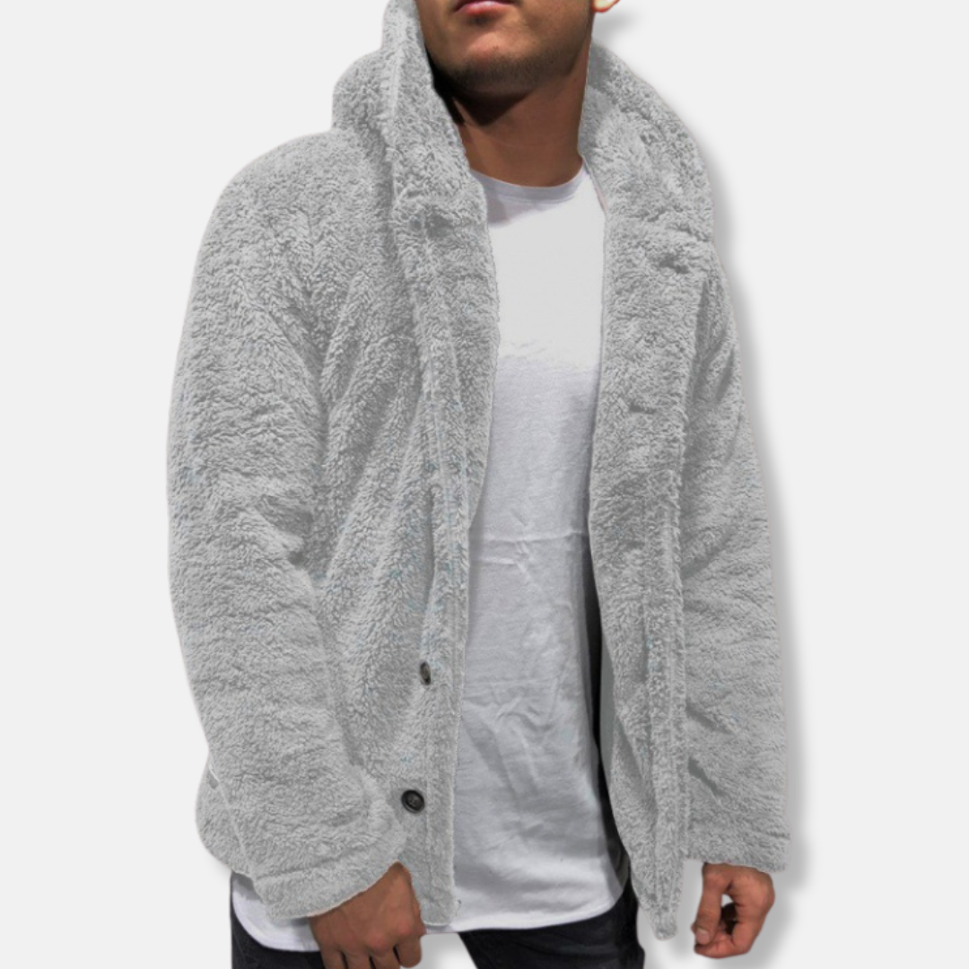 Stilla | Hætte Fleece Løs Pasform Knaplukning Casual Stil