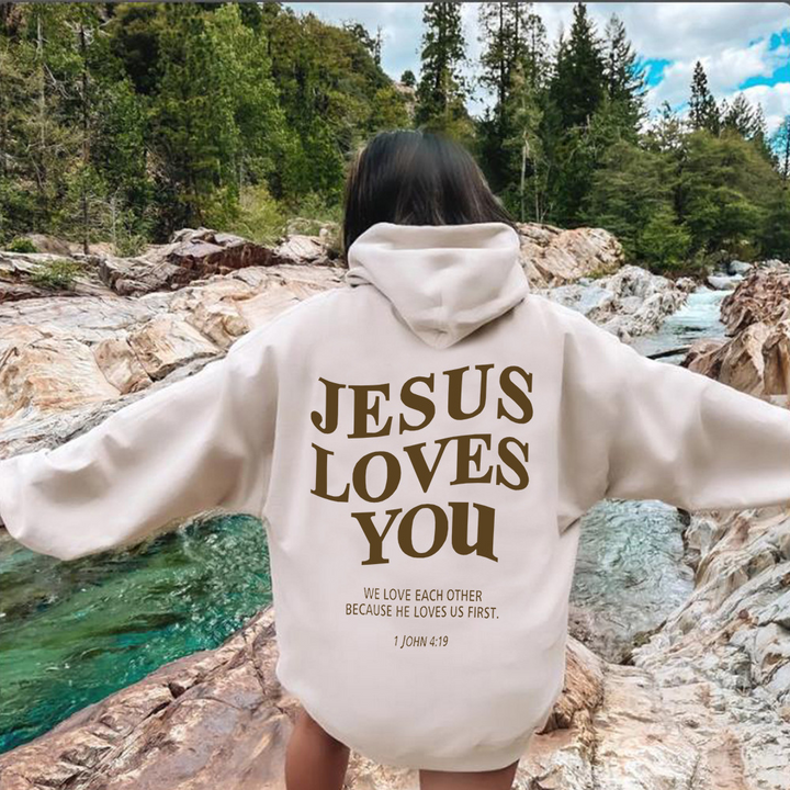 Stilla | Oversized Hættetrøje Jesus Elsker Dig