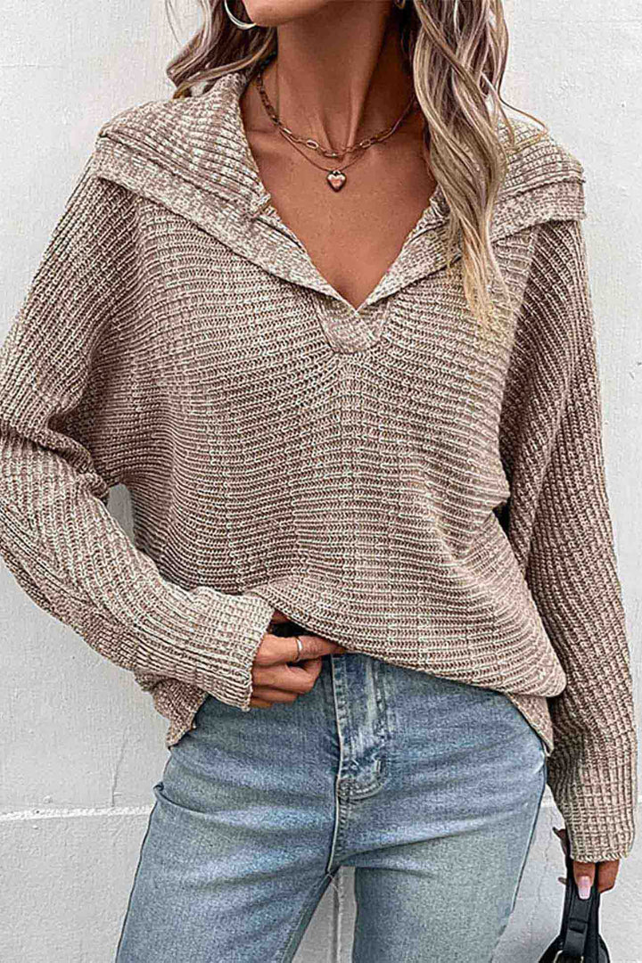 Stilla | Khaki Pullover Med Lange Ærmer Og Opfoldning