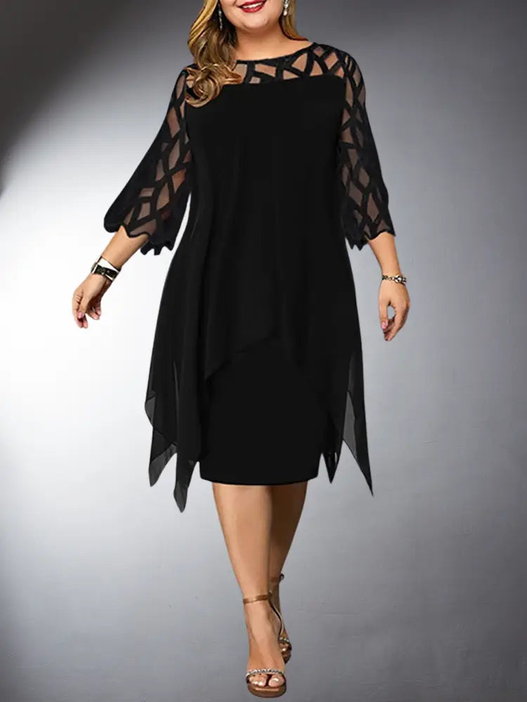 Skovae | Elegante Plus Size Spids Midi Kjole
