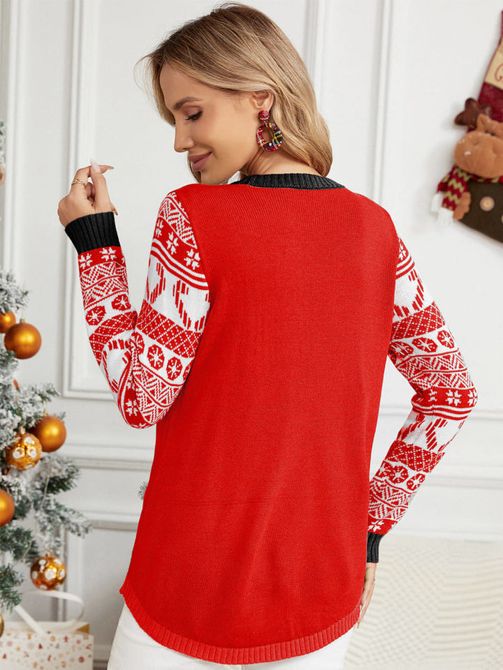 Stilla | Jul Langærmet Cat Appliqué Rundhals Pullover