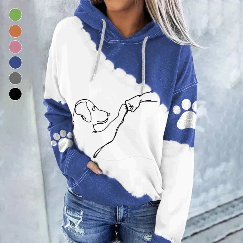 Stilla | Trendy Løs Hoodie med Hundetryk