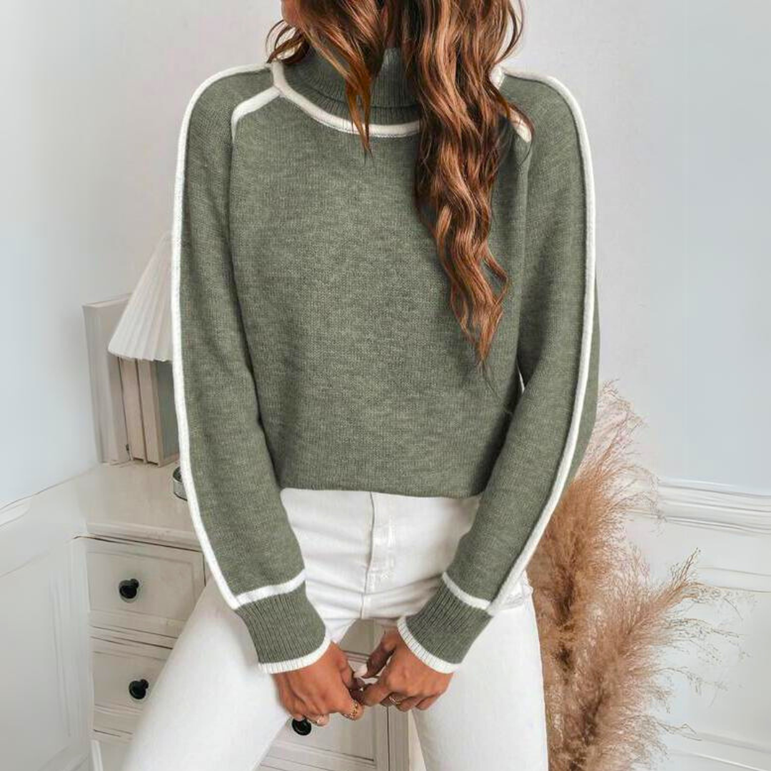 Stilla | Rullekrave sweater Løs pasform Lange ærmer Kontrastdetaljer