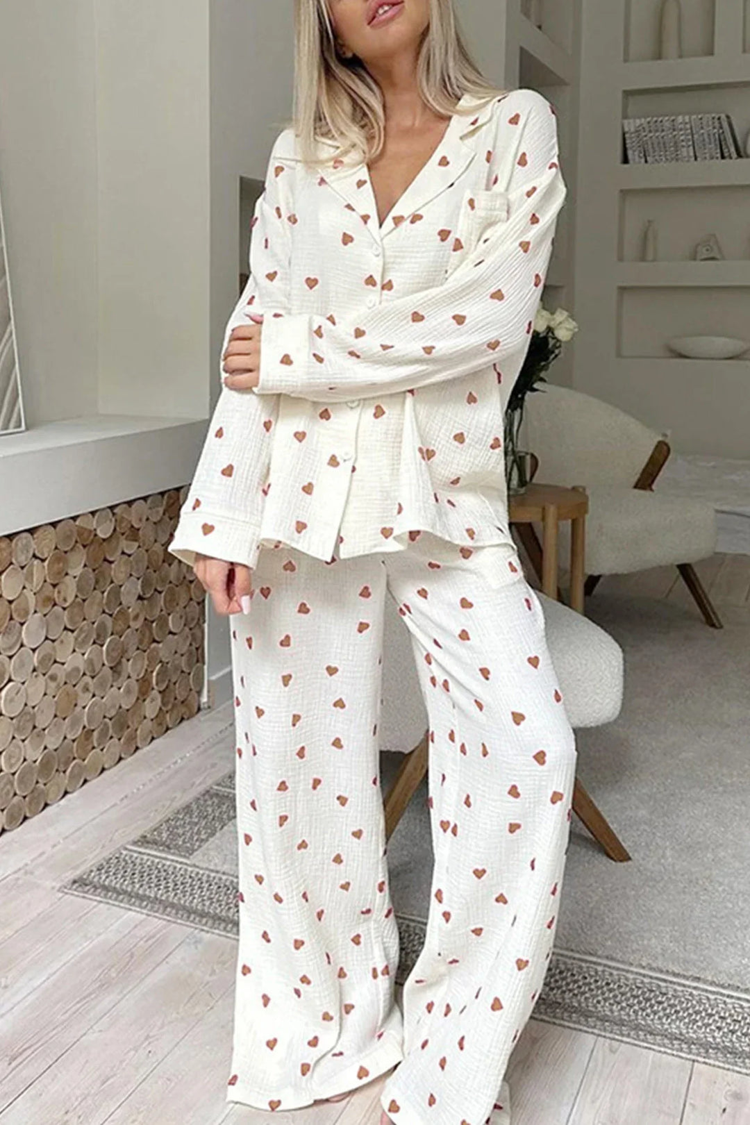 Stilla | Pyjamas Med Hyggeligt Hjerteprint