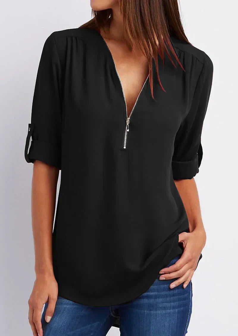 Stilla | Elegant Zip Bluse