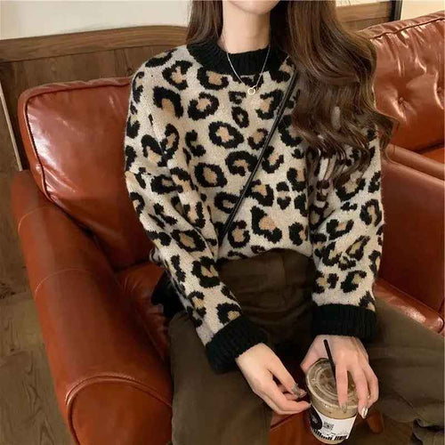 Stilla | Stilet sweater med leopardmønster