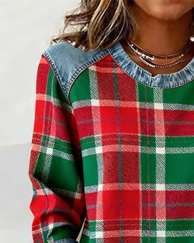 Stilla | Sweatshirt med ternet patchwork