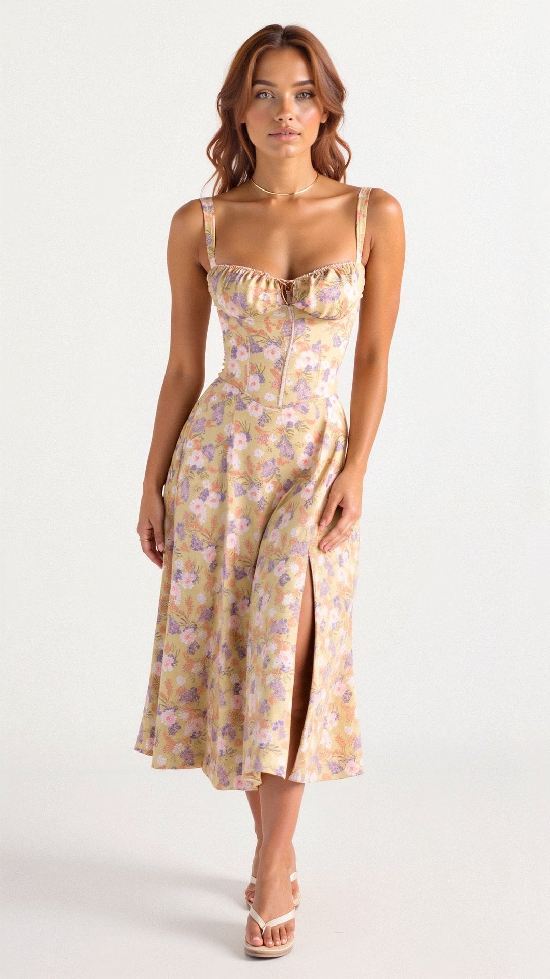 Stilla | Elegant Sommer Midi Kjole Med Stropper Og Split for Et Stilfuldt Look