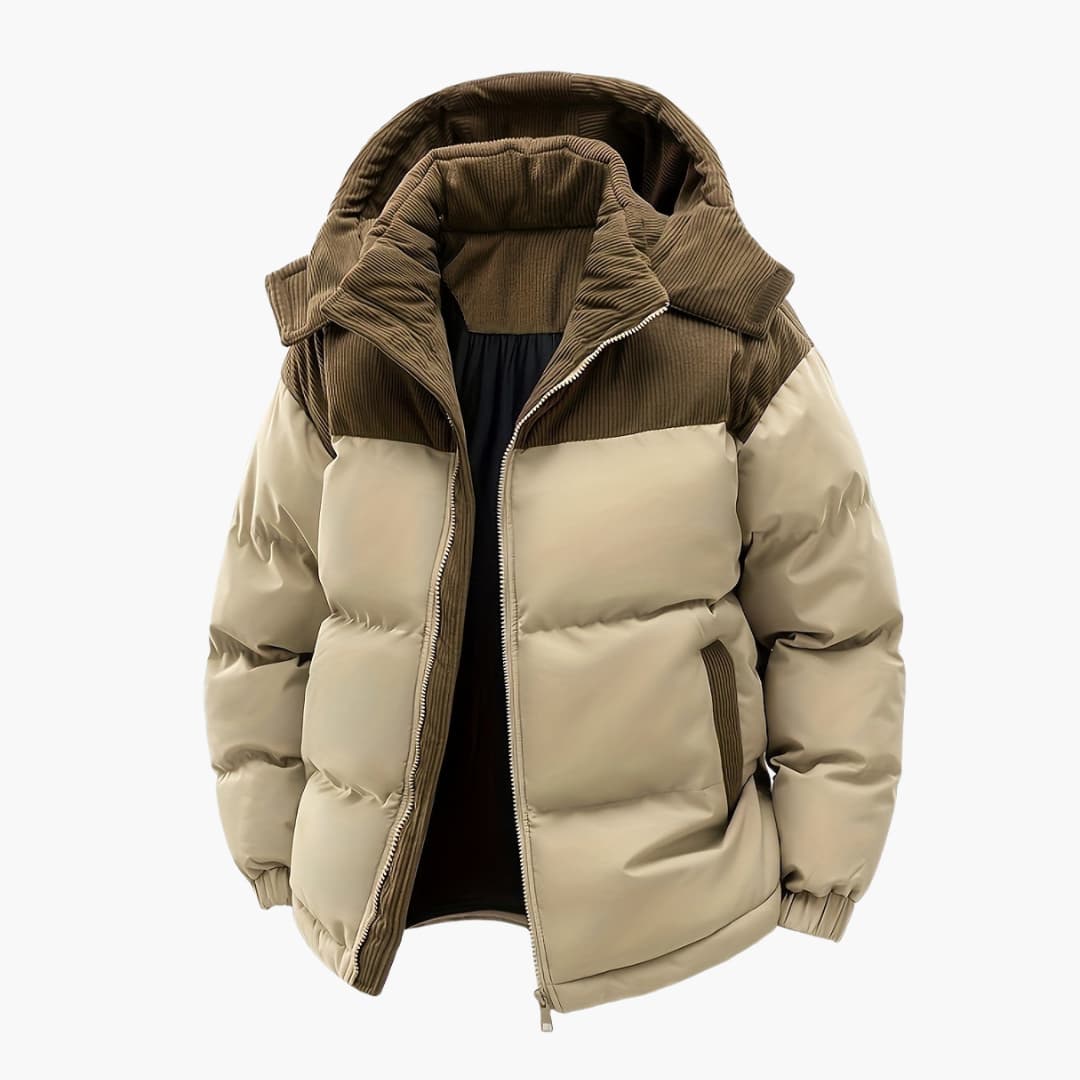 Stilla | Casual Jakke med Hætte, Puffede og Farveblokdesign