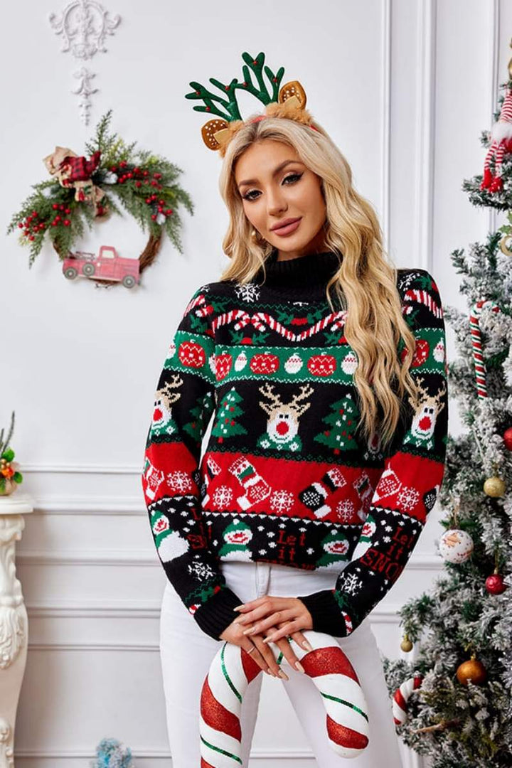 Stilla | Høj Hals Jul Snemand Broderi Pullover