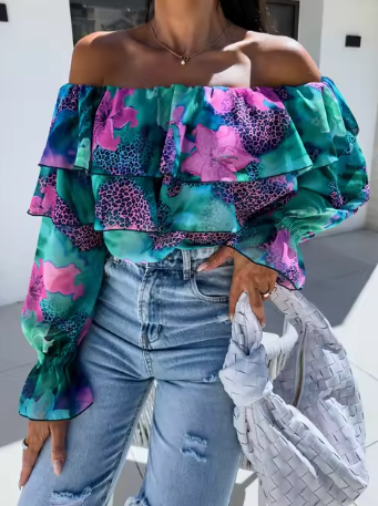Stilla | Efterår Off Shoulder Lange ærmer Mode