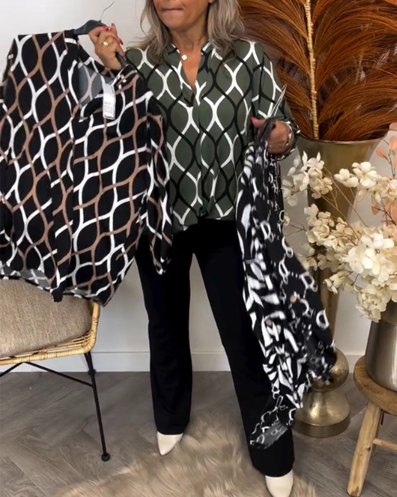 Stilla | Afslappet Bluse med Lange Ærmer og Print