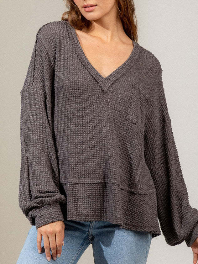 Stilla | Mode V-hals Langærmet Løs Strikket Sweatshirt