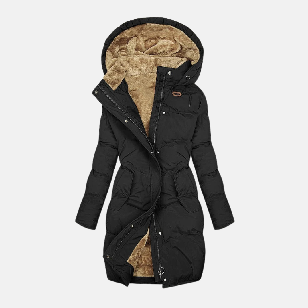 Stilla | Frakke Isoleret Polstret Fyld Ge Quiltet Design Fleece Foring Hætte Justerbar Talje